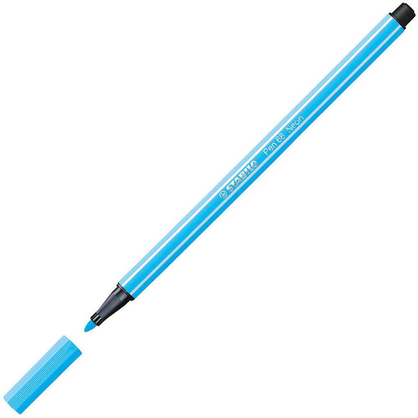 Stabilo 68 Fibre Tip Pen Fluro Blue Box 10 49696 - SuperOffice