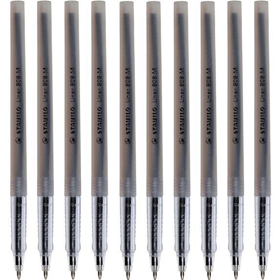 Stabilo 808 Liner Ballpoint Pen Fine Black Box 10 0147570 (Box 10) - SuperOffice