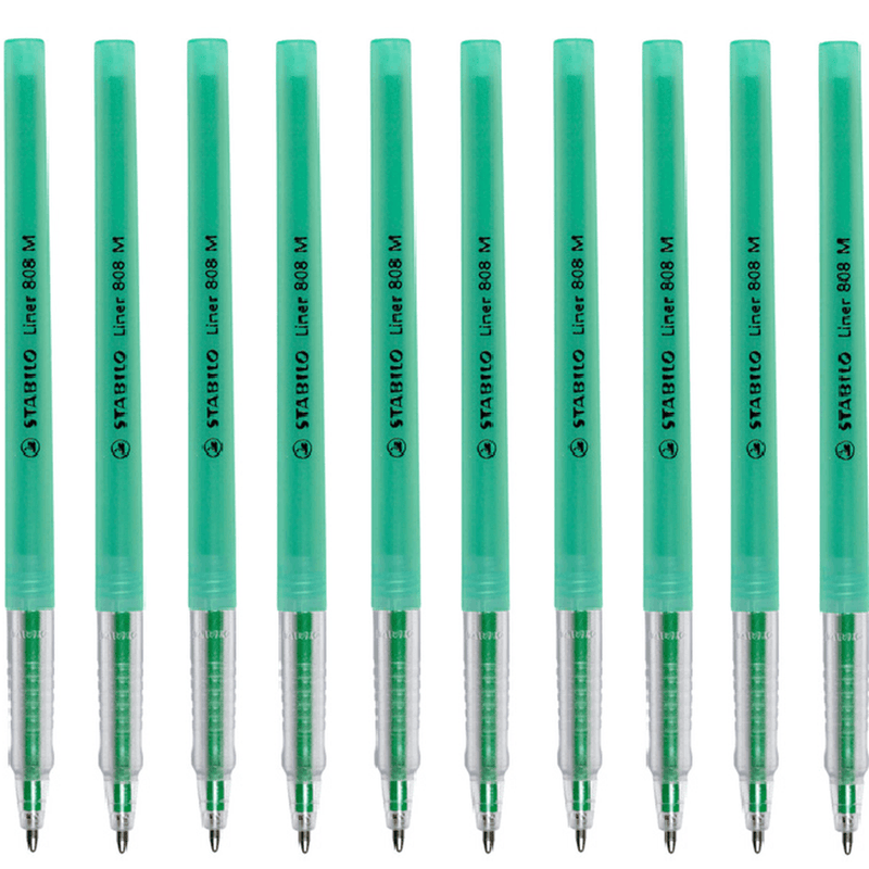 Stabilo 808 Liner Ballpoint Pen Medium Green Box 10 0264700 (Box 10) - SuperOffice