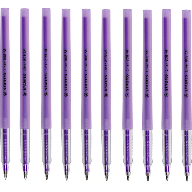 Stabilo 808 Liner Ballpoint Pen Medium Violet Purple Box 10 0264704 (Box 10) - SuperOffice