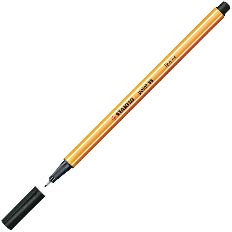 Stabilo 88 Point Fineliner Pen 0.4mm Black Box 9 0269410 (Box 9) - SuperOffice