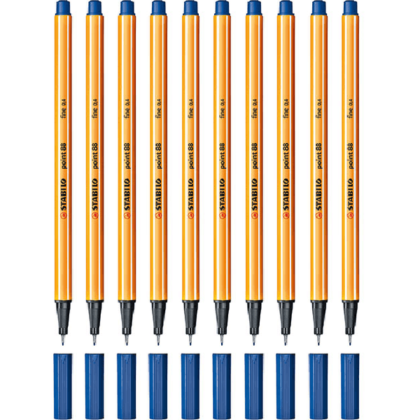 Stabilo 88 Point Fineliner Pen 0.4mm Blue Box 10 0269420 (88/41) (Box 10) - SuperOffice