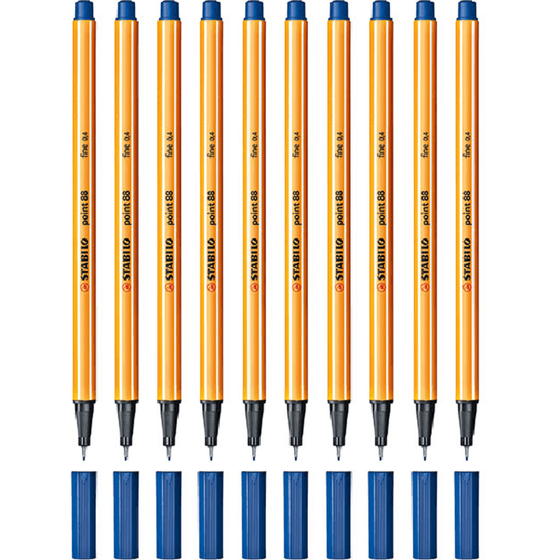 Stabilo 88 Point Fineliner Pen 0.4mm Blue Box 10 0269420 (88/41) (Box 10) - SuperOffice