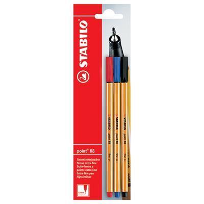 Stabilo 88 Point Fineliner Pen Assorted Pack 3 0213700 - SuperOffice