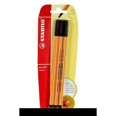 Stabilo 88 Point Fineliner Pen Black Pack 3 Hangsell 49338 - SuperOffice