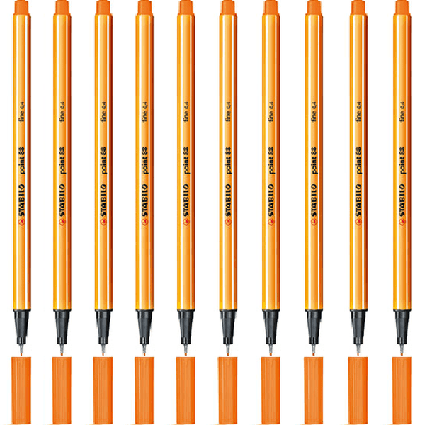 Stabilo 88 Point Fineliner Pen Fine Orange Box 10 0342720 (Box 10) - SuperOffice
