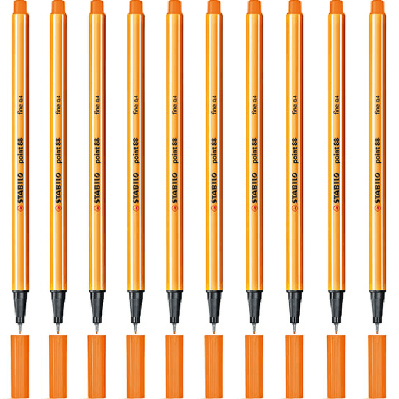 Stabilo 88 Point Fineliner Pen Fine Orange Box 10 0342720 (Box 10) - SuperOffice