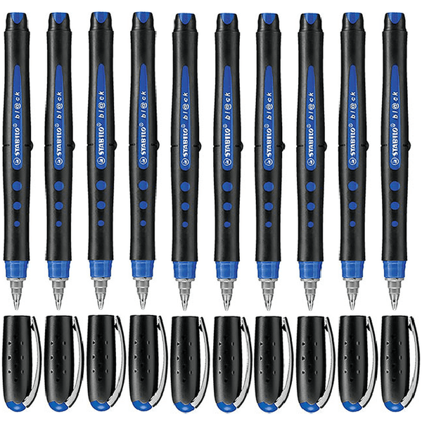 Stabilo Bl@Ck Rollerball Pens Medium Blue Box 10 0370140 - SuperOffice
