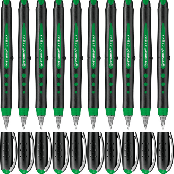 Stabilo Bl@Ck Rollerball Pens Medium Green Box 10 0370170 (Box 10) - SuperOffice