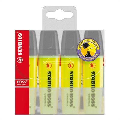 Stabilo Boss Highlighters Yellow Pack 4 0070275 - SuperOffice