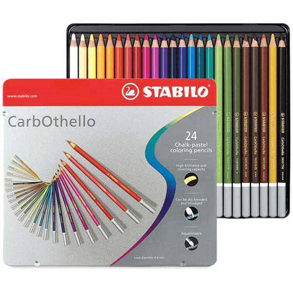 STABILO CarbOthello Chalk Pastel Colour Pencils Tin 24 1424-6 - SuperOffice