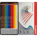 STABILO CarbOthello Chalk Pastel Coloured Pencils Tin Set 12 Aquarellable 0014138 - SuperOffice