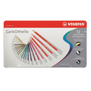 STABILO CarbOthello Chalk Pastel Coloured Pencils Tin Set 12 Aquarellable 0014138 - SuperOffice