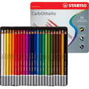 STABILO CarbOthello Chalk Pastel Coloured Pencils Tin Set 24 Aquarellable 0014146 - SuperOffice