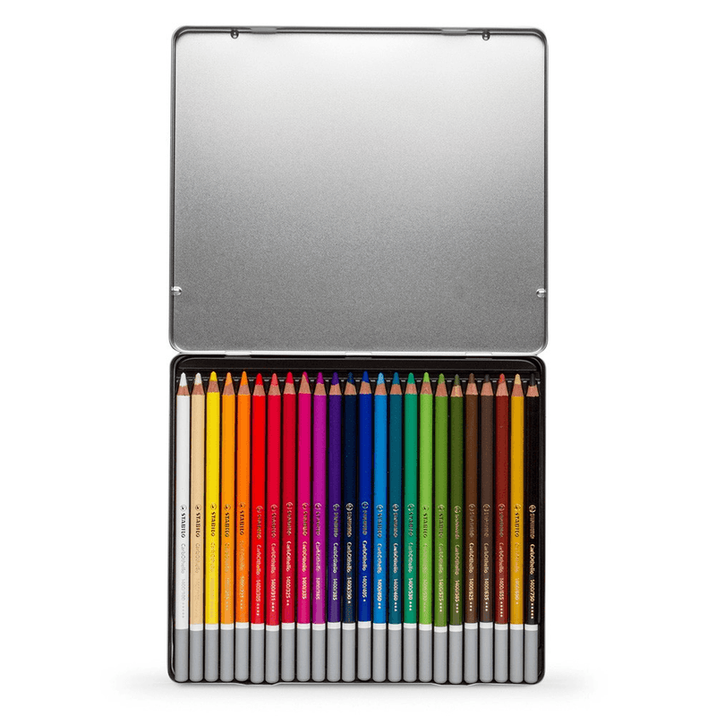 STABILO CarbOthello Chalk Pastel Coloured Pencils Tin Set 24 Aquarellable 0014146 - SuperOffice