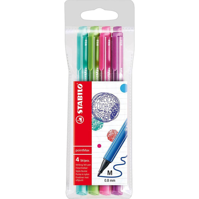 Stabilo Point Max Fibre Tip Pen Assorted Wallet 4 49952 - SuperOffice