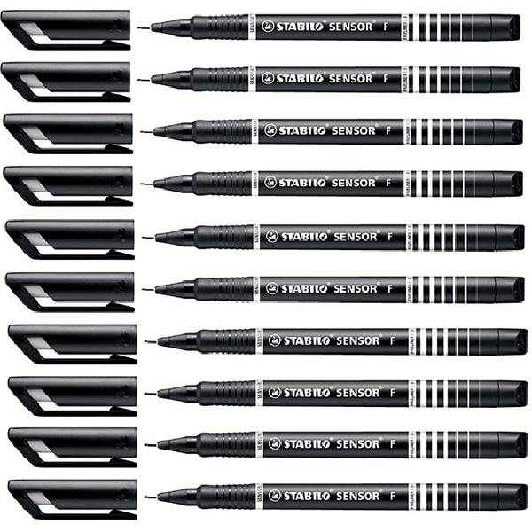 Stabilo Sensor Fineliner Pen Extra Fine 0.3mm Black Box 10 0195986 (Box 10) - SuperOffice