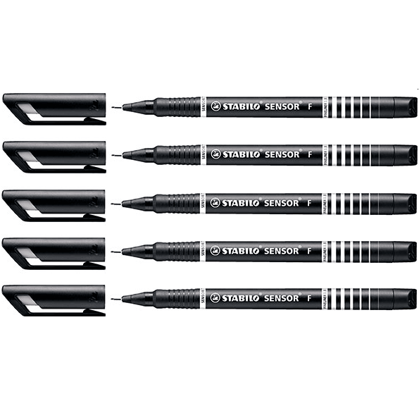 Stabilo Sensor Fineliner Pen Extra Fine 0.3mm Black Box 5 0195986 (Box 5) - SuperOffice