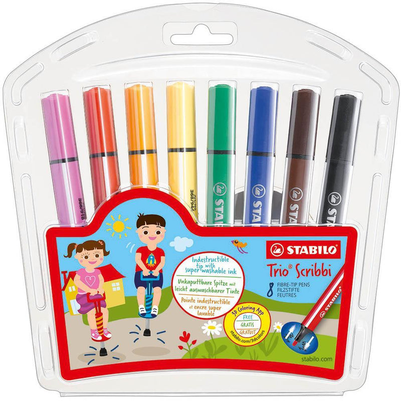 Stabilo Trio Scribbi Fibre Tip Pens Wallet 8 49731 - SuperOffice