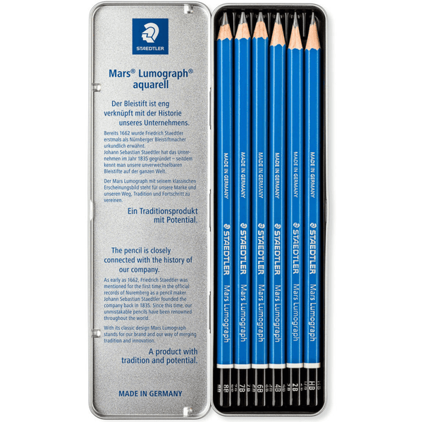 Staedtler 100 Mars Lumograph Sketching Pencil Assorted Degrees Box 6 100G6 - SuperOffice