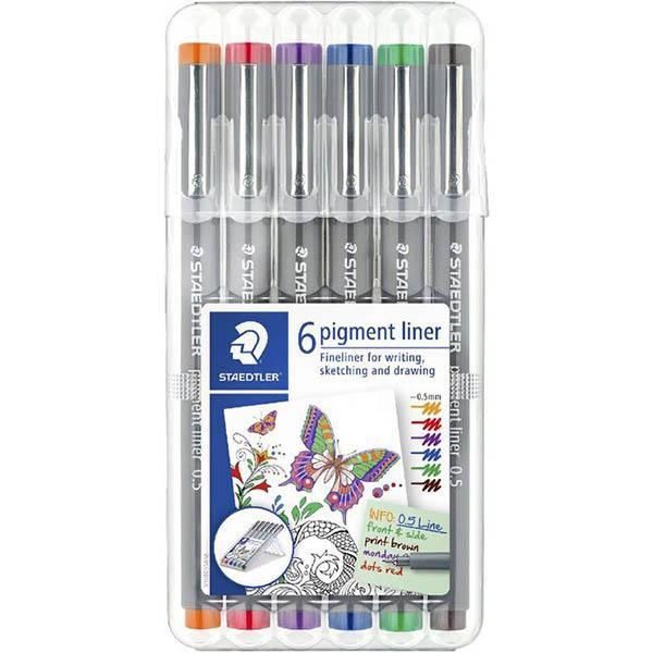 Staedtler 308 Pigment Liner 0.5Mm Nib Assorted Pack 6 30805-SSB6 - SuperOffice