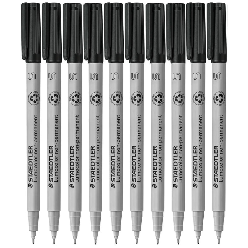 Staedtler 311 Lumocolor Non-Permanent Marker Superfine Black Box 10