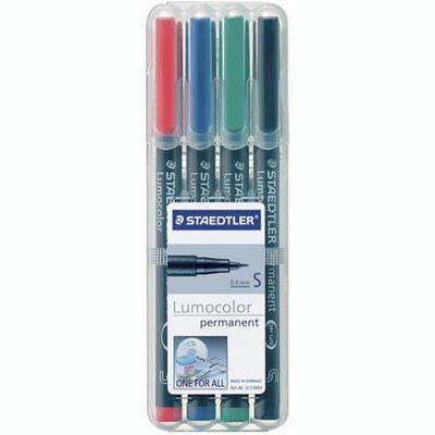 Staedtler 313 Lumocolor Permanent Superfine Marker Pen Assorted Wallet 4 313WP4 - SuperOffice