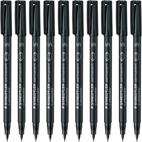 Staedtler 313 Lumocolor Permanent Superfine Marker Pen Black Box 10 313-9 (Box 10) - SuperOffice