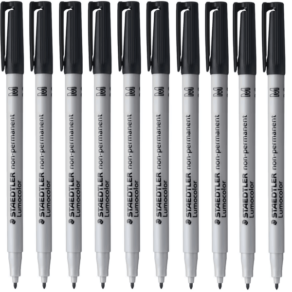 Staedtler 315 Lumocolour Non-Permanent Marker Pen Medium Black Box 10 315-9 (Med Black Box 10) - SuperOffice