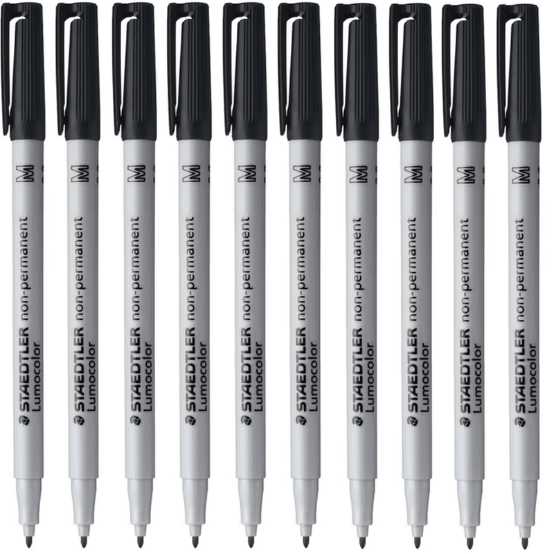 Staedtler 315 Lumocolour Non-Permanent Marker Pen Medium Black Box 10 315-9 (Med Black Box 10) - SuperOffice