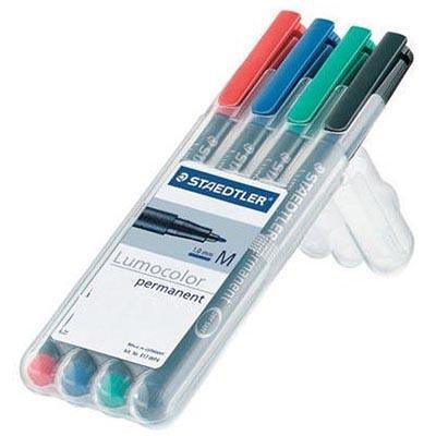 Staedtler 317 Lumocolor Permanent Marker 1.0Mm Assorted Wallet 4 317WP4 - SuperOffice