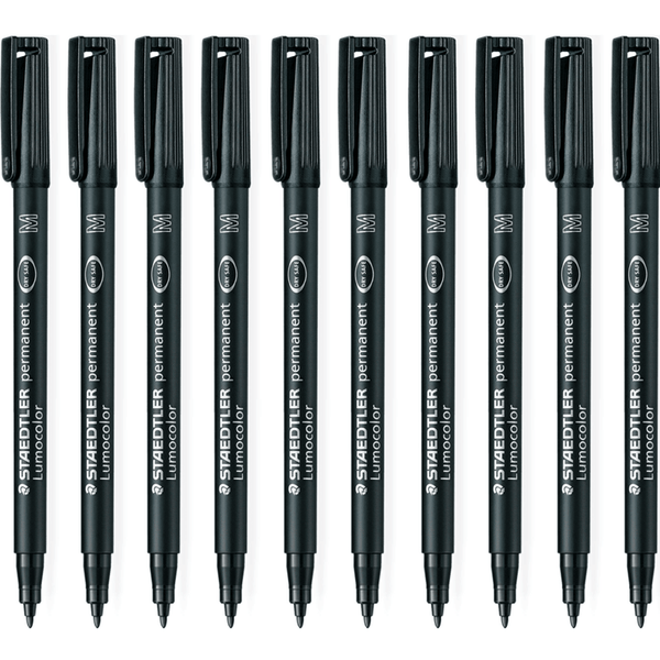 Staedtler 317 Lumocolor Permanent Marker 1.0mm Medium Black Box 10 317-9 (Box 10) - SuperOffice
