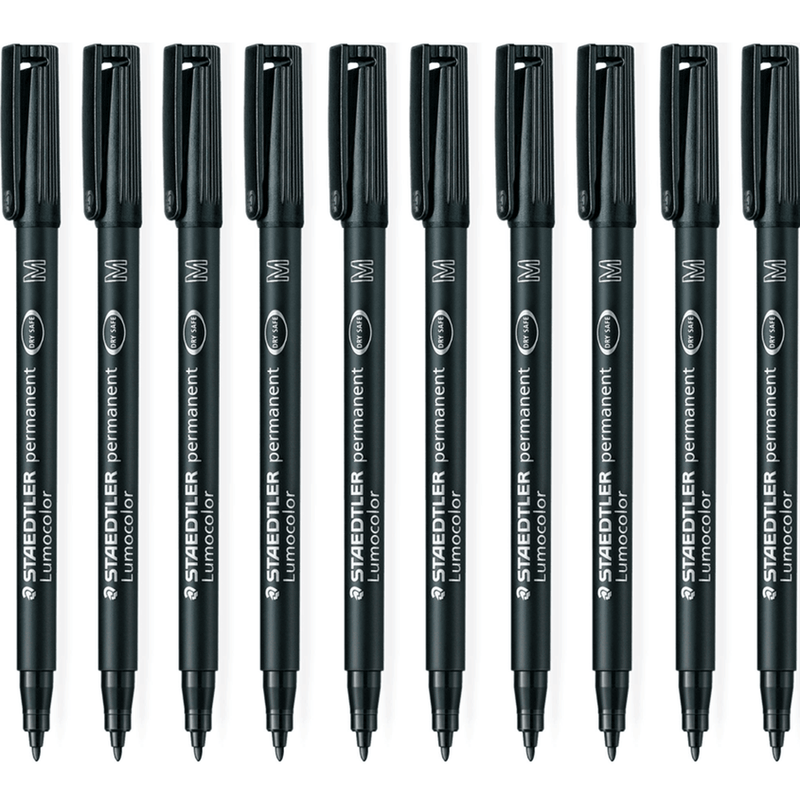 Staedtler 317 Lumocolor Permanent Marker 1.0mm Medium Black Box 10 317-9 (Box 10) - SuperOffice