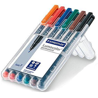 Staedtler 318 Lumocolor Permanent Marker Pen Fine Assorted Wallet 6 318WP6 - SuperOffice
