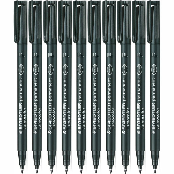 Staedtler 318 Lumocolor Permanent Marker Pen Fine Black Box 10 318-9 (Box 10) - SuperOffice