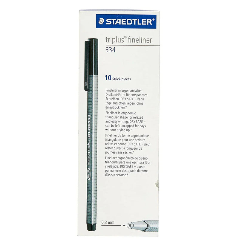 Staedtler 334 Triplus Fibre Tip Pen 0.3mm Black Box 10