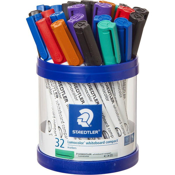 Staedtler 341 Lumocolor Compact Whiteboard Marker Bullet Assorted Tub 32 341-S KP32 - SuperOffice