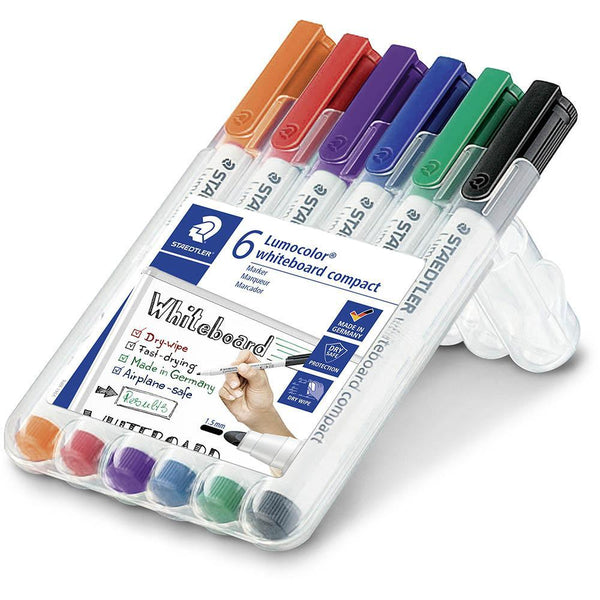 Staedtler 341 Lumocolor Compact Whiteboard Marker Bullet Point Assorted Wallet 6 341 WP6 - SuperOffice