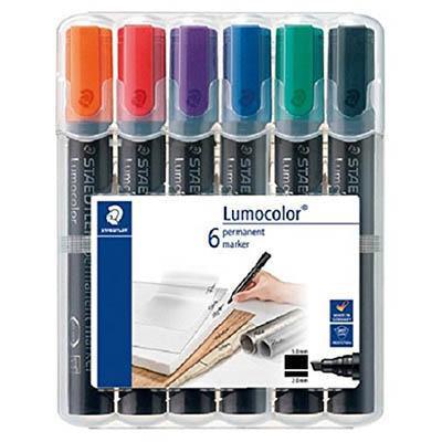 Staedtler 350 Lumocolor Permanent Marker Chisel Point Assorted Wallet 6 350 WP9 - SuperOffice