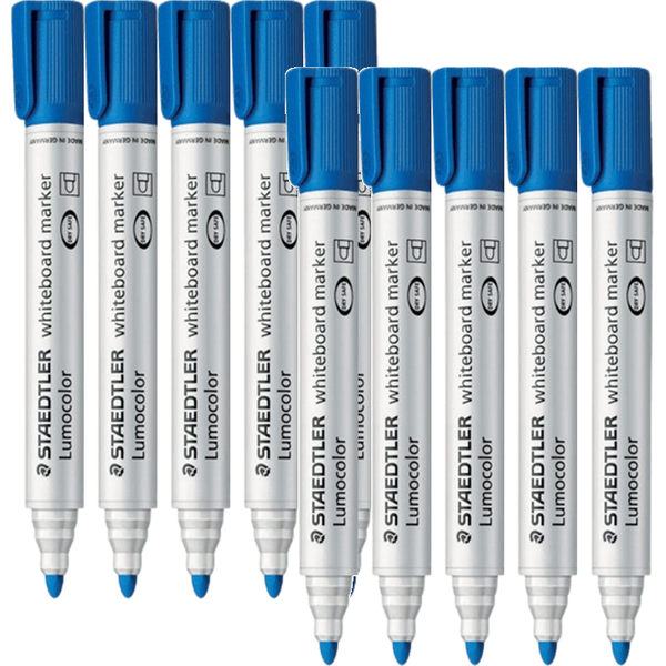 Staedtler 351 Lumocolor Whiteboard Marker Bullet Point Blue Box 10 351-3 (Blue Box 10) - SuperOffice