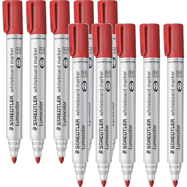 Staedtler 351 Lumocolor Whiteboard Marker Bullet Point Red Box 10 351-2 (Red Box 10) - SuperOffice
