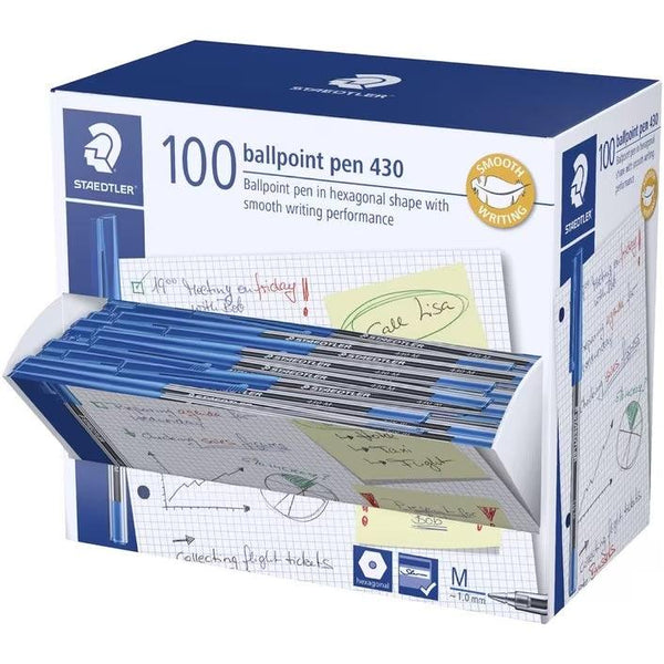 Staedtler 430 Stick Ballpoint Pen Medium Blue Box 100 430MA3B100 - SuperOffice