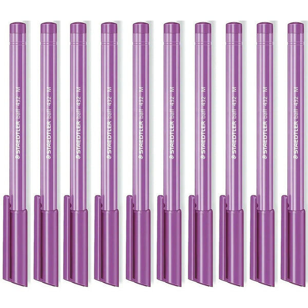 Staedtler 432 Triangular Ballpoint Stick Pen Medium Purple Box 10 432 35M-6 - SuperOffice