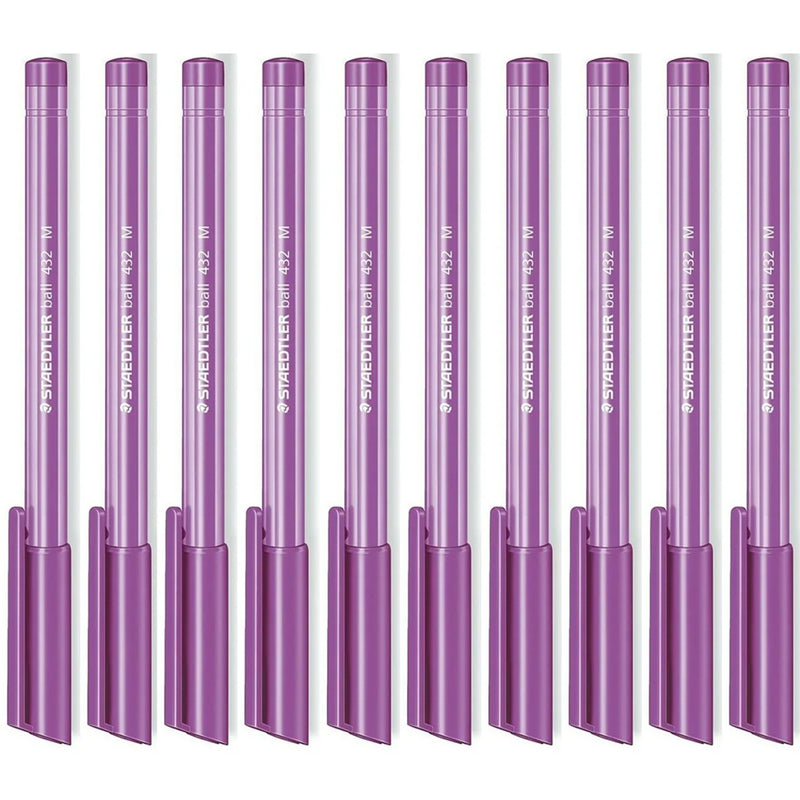 Staedtler 432 Triangular Ballpoint Stick Pen Medium Purple Box 10 432 35M-6 - SuperOffice