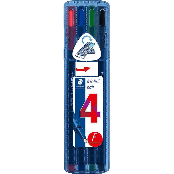 Staedtler 437 Triplus Ballpoint Pen Fine Assorted Pack 4 437 FSB4 - SuperOffice