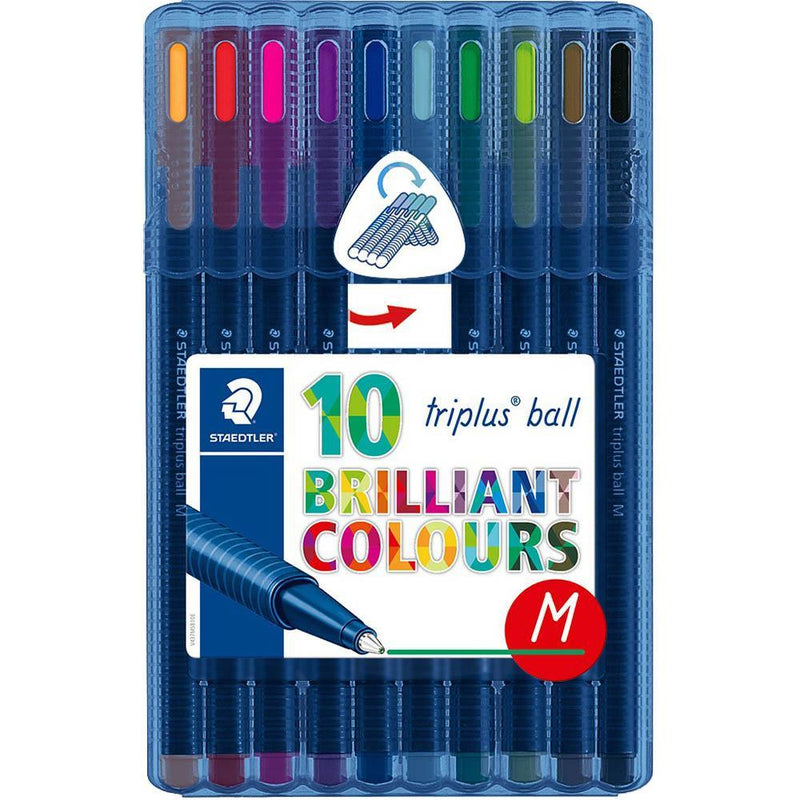 Staedtler 437 Triplus Ballpoint Pen Medium Assorted Pack 10 437 MSB10 - SuperOffice