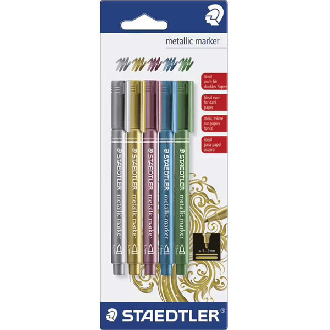 Staedtler Metallic Markers Assorted Colours Pack 5 8323-S BK5 - SuperOffice