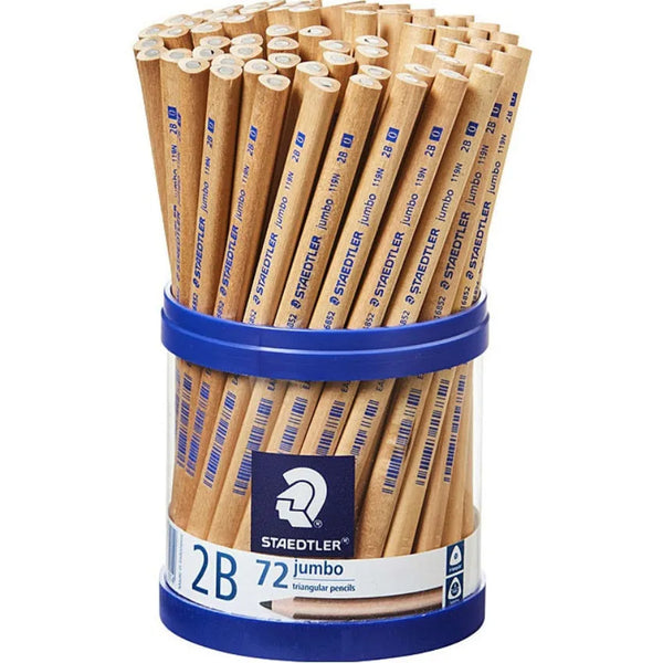 Staedtler Natural Jumbo Triangular Pencils 2B Tub 72 119N2BKP72 - SuperOffice