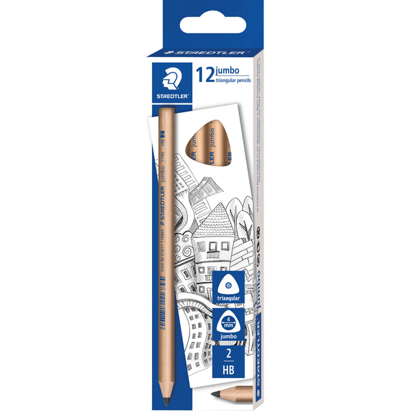 Staedtler Natural Jumbo Triangular Pencils HB Pack 12 119NHB - SuperOffice