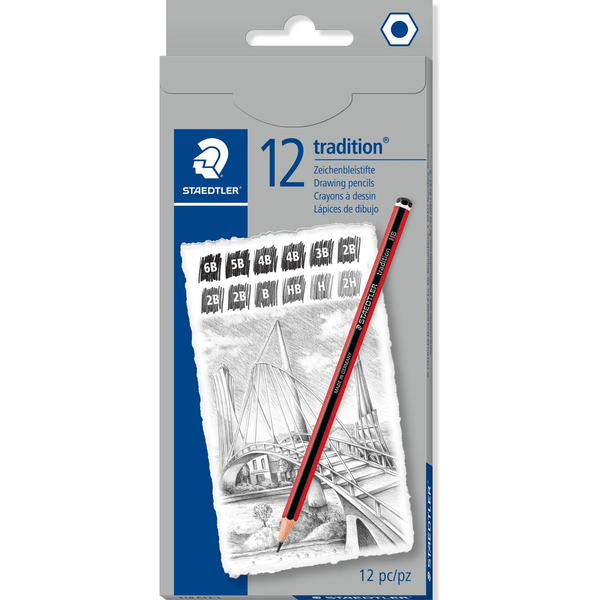 Staedtler Tradition Graphite Pencils 9 Assorted Degrees Shades Box 12 110C121 - SuperOffice